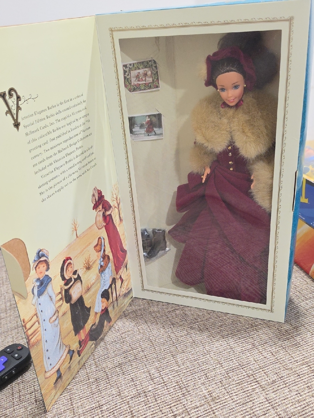 Mattel Barbie in Deep Burgundy Gown with Faux Fur Cape